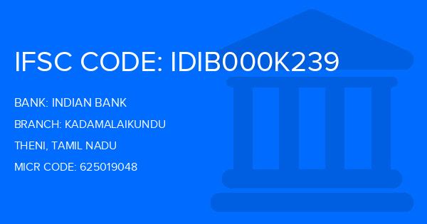 Indian Bank Kadamalaikundu Branch IFSC Code