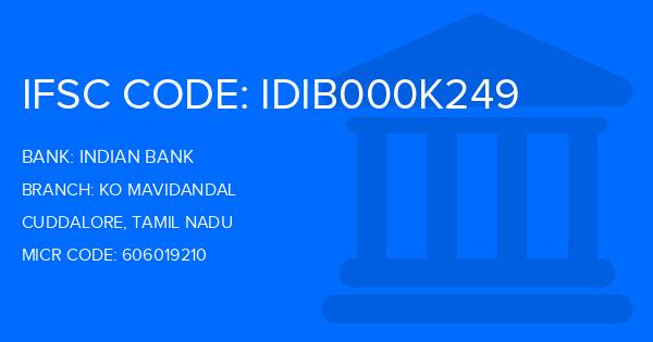 Indian Bank Ko Mavidandal Branch IFSC Code