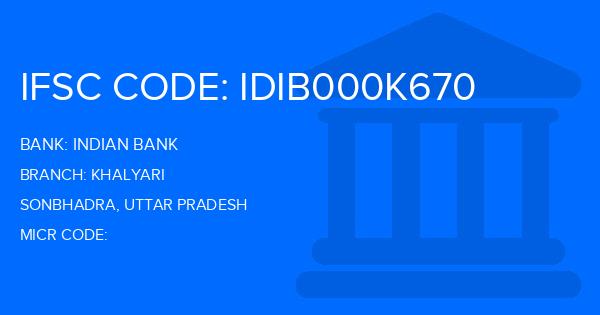 Indian Bank Khalyari Branch IFSC Code