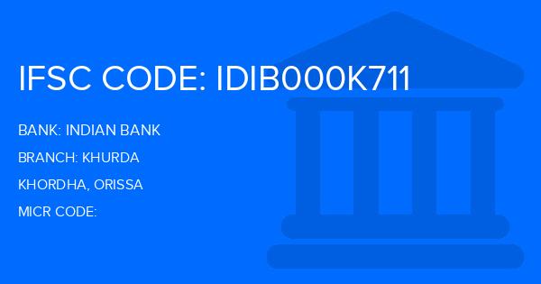 Indian Bank Khurda Branch IFSC Code