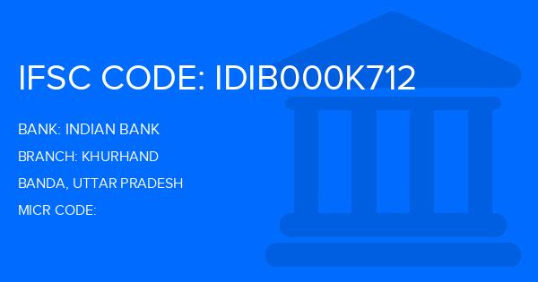 Indian Bank Khurhand Branch IFSC Code