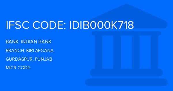 Indian Bank Kiri Afgana Branch IFSC Code