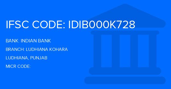 Indian Bank Ludhiana Kohara Branch IFSC Code