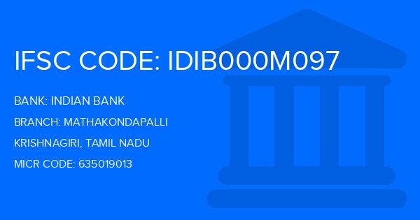 Indian Bank Mathakondapalli Branch IFSC Code