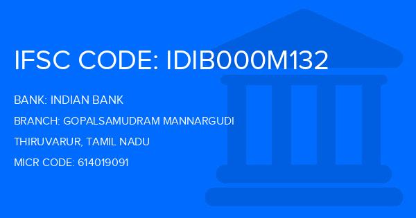 Indian Bank Gopalsamudram Mannargudi Branch IFSC Code