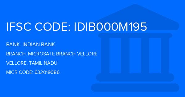 Indian Bank Microsate Branch Vellore Branch IFSC Code