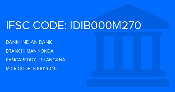 Indian Bank Manikonda Branch IFSC Code
