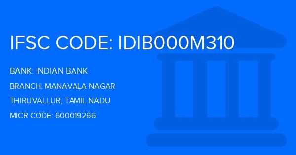 Indian Bank Manavala Nagar Branch IFSC Code