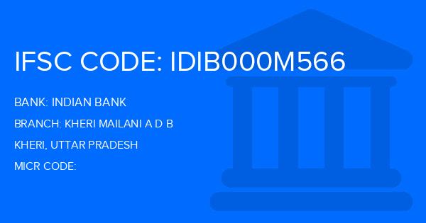Indian Bank Kheri Mailani A D B Branch IFSC Code