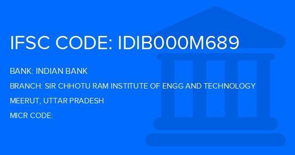 Indian Bank Sir Chhotu Ram Institute Of Engg And Technology Branch IFSC Code