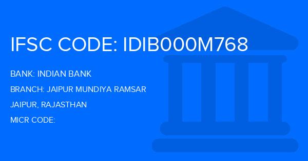Indian Bank Jaipur Mundiya Ramsar Branch IFSC Code