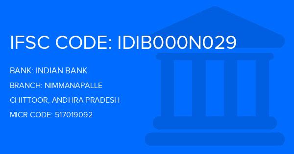 Indian Bank Nimmanapalle Branch IFSC Code
