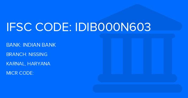 Indian Bank Nissing Branch IFSC Code