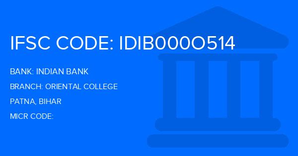 Indian Bank Oriental College Branch IFSC Code