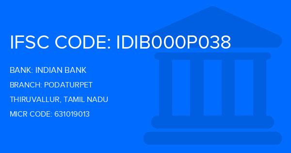 Indian Bank Podaturpet Branch IFSC Code