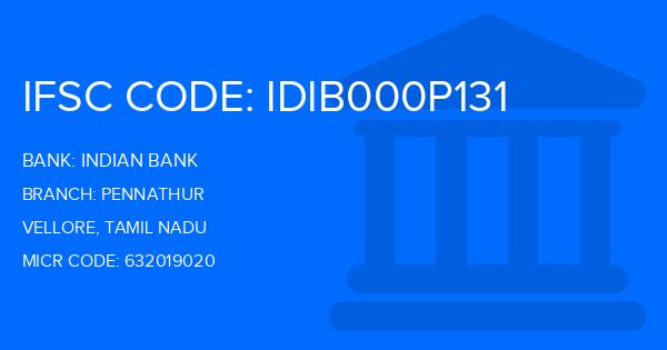 Indian Bank Pennathur Branch IFSC Code