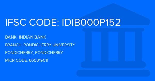 Indian Bank Pondicherry University Branch IFSC Code
