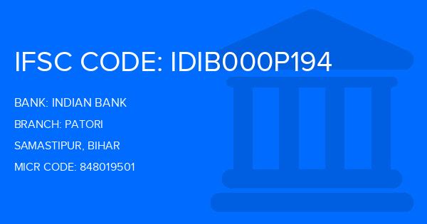 Indian Bank Patori Branch IFSC Code