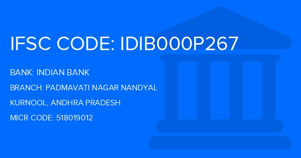 Indian Bank Padmavati Nagar Nandyal Branch IFSC Code