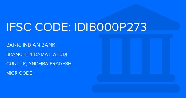 Indian Bank Pedamatlapudi Branch IFSC Code