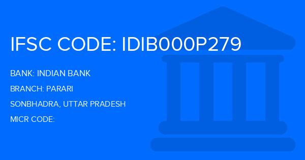 Indian Bank Parari Branch IFSC Code