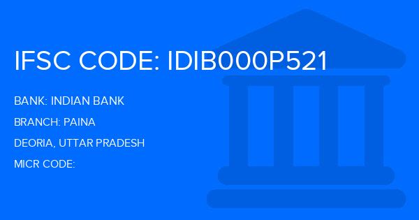 Indian Bank Paina Branch IFSC Code