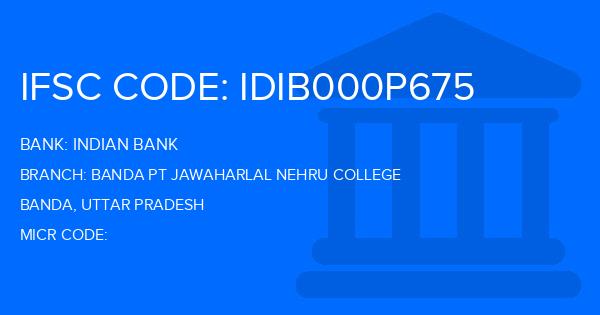 Indian Bank Banda Pt Jawaharlal Nehru College Branch IFSC Code
