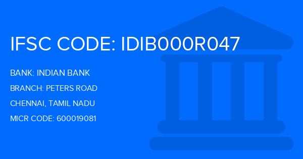 Indian Bank Peters Road Branch IFSC Code