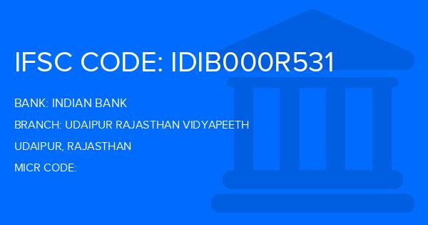 Indian Bank Udaipur Rajasthan Vidyapeeth Branch IFSC Code