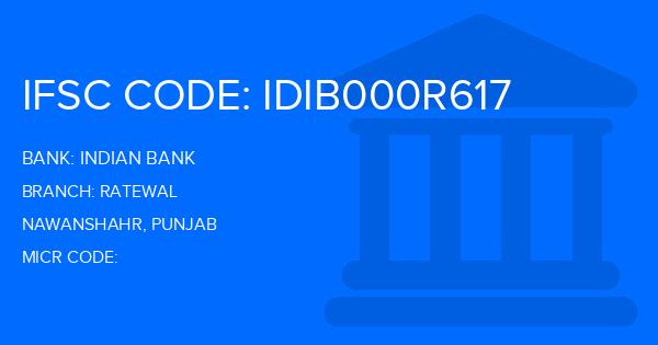 Indian Bank Ratewal Branch IFSC Code