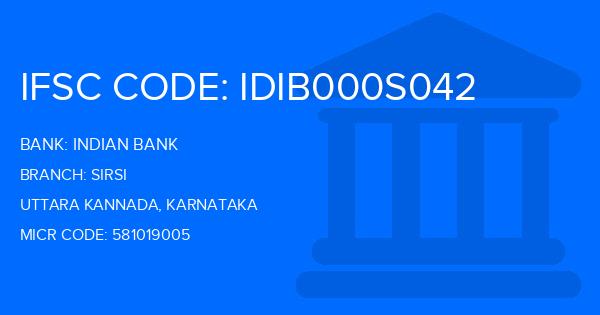 Indian Bank Sirsi Branch IFSC Code