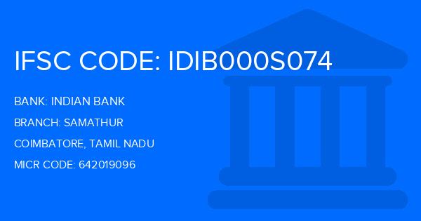 Indian Bank Samathur Branch IFSC Code