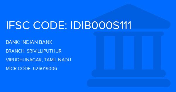 Indian Bank Srivilliputhur Branch IFSC Code