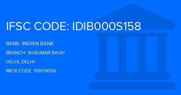 Indian Bank Shalimar Bagh Branch IFSC Code