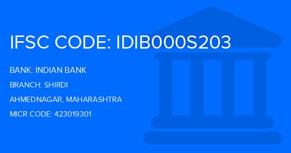 Indian Bank Shirdi Branch IFSC Code