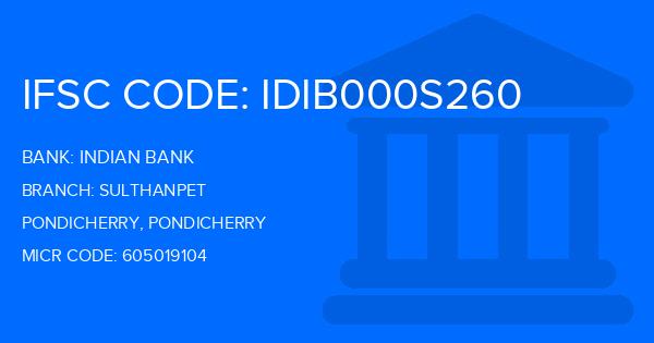 Indian Bank Sulthanpet Branch IFSC Code
