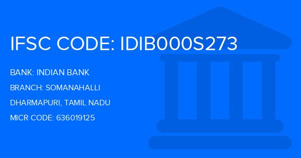 Indian Bank Somanahalli Branch IFSC Code