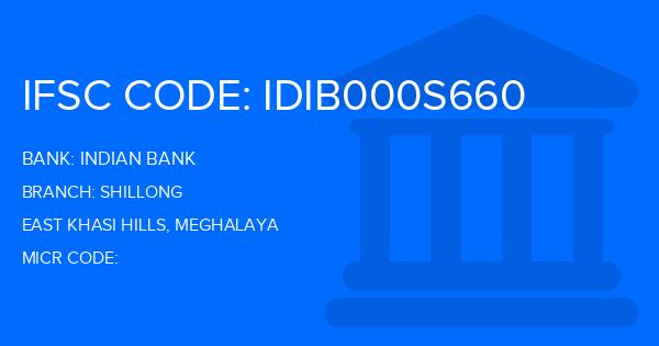 Indian Bank Shillong Branch IFSC Code