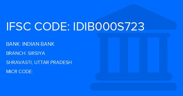 Indian Bank Sirsiya Branch IFSC Code