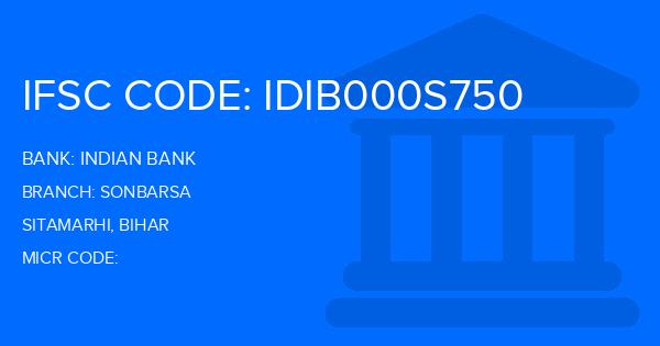 Indian Bank Sonbarsa Branch IFSC Code