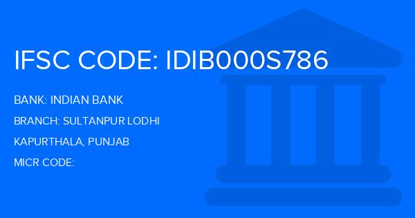 Indian Bank Sultanpur Lodhi Branch IFSC Code