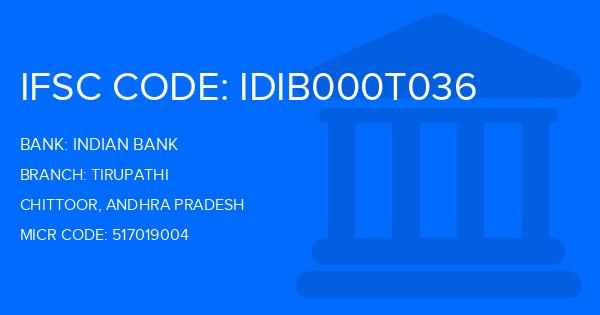 Indian Bank Tirupathi Branch IFSC Code