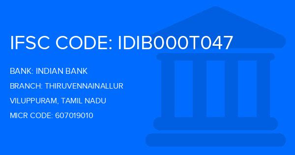 Indian Bank Thiruvennainallur Branch IFSC Code
