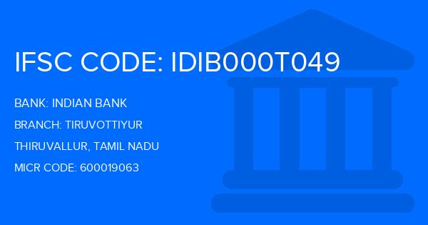 Indian Bank Tiruvottiyur Branch IFSC Code