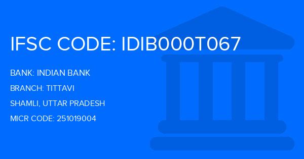 Indian Bank Tittavi Branch IFSC Code
