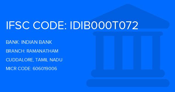 Indian Bank Ramanatham Branch IFSC Code