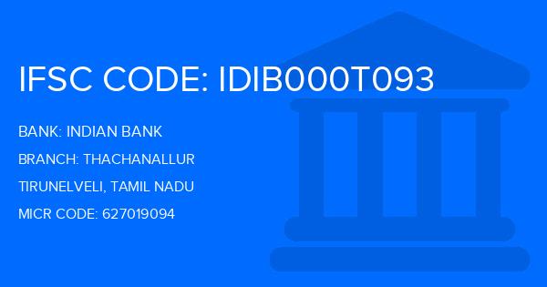 Indian Bank Thachanallur Branch IFSC Code