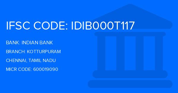 Indian Bank Kotturpuram Branch IFSC Code