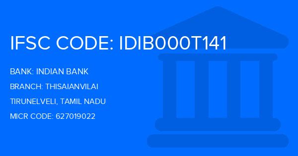 Indian Bank Thisaianvilai Branch IFSC Code