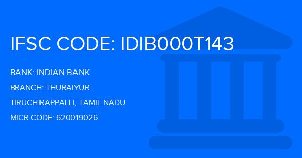 Indian Bank Thuraiyur Branch IFSC Code